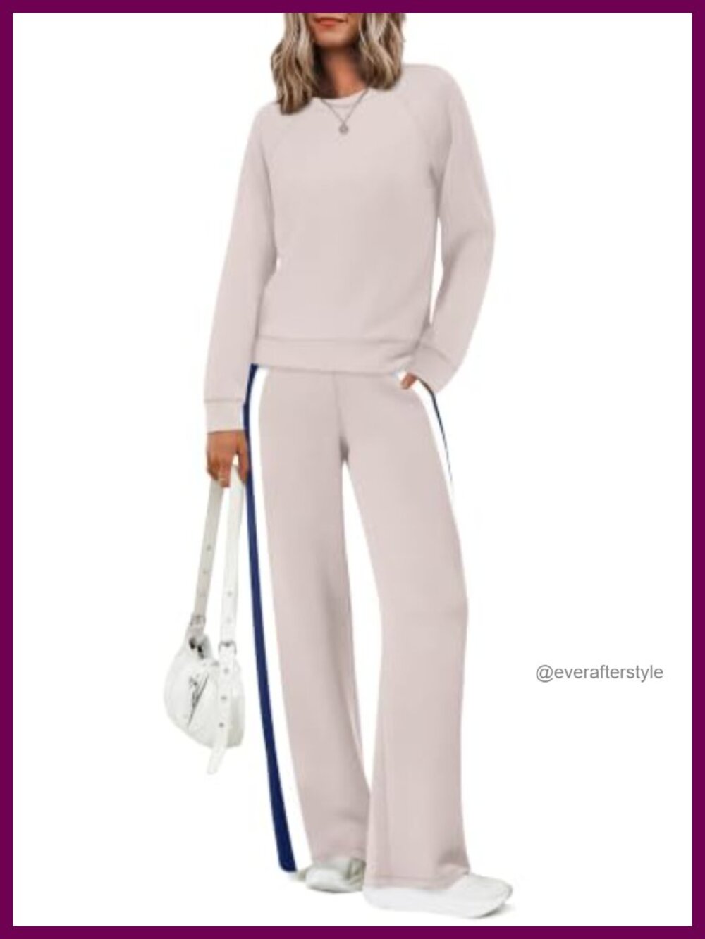 2 Piece Tracksuit Set Wide Leg Pants Pullover Lounge Workout